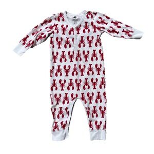 Monica + Andy Baby One Piece 12-18M Red White Lobster Print Organic Cotton
